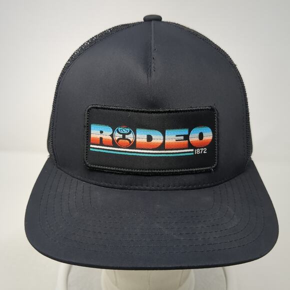 Rodeo Snapback Trucker Hat Black One Size Adjustable Embroidered Get Your Hooey - Picture 2 of 9